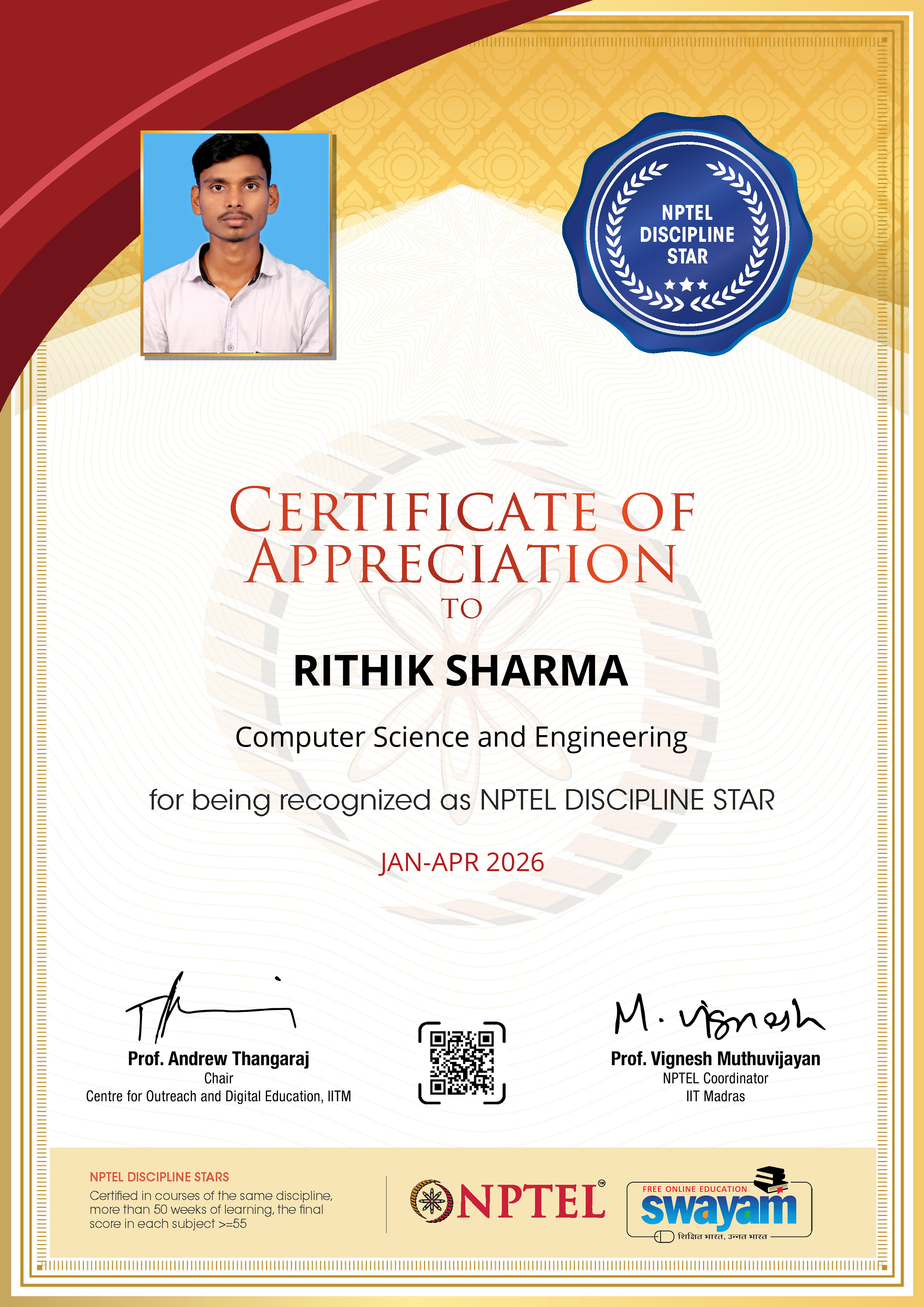NPTEL Star Certificate